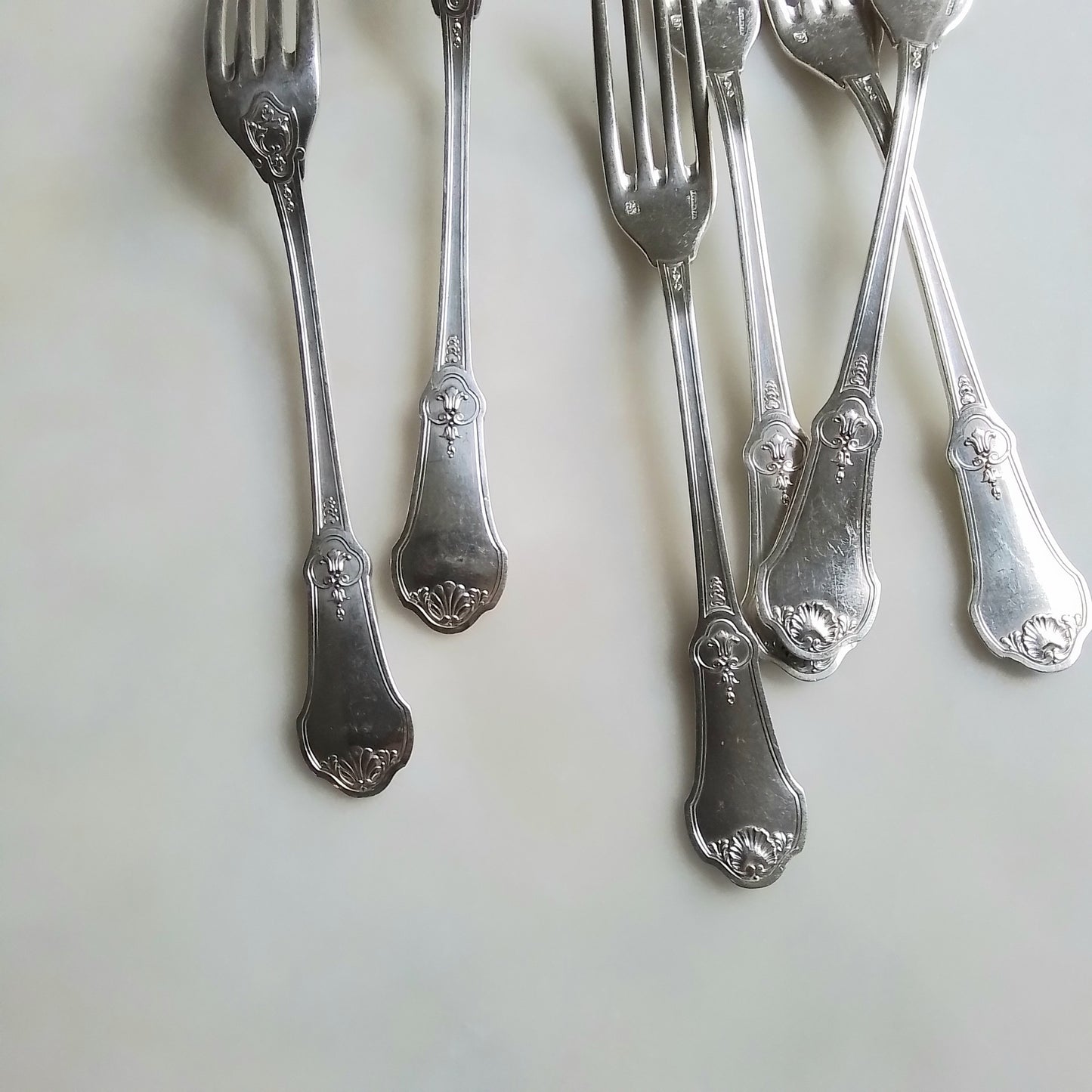Set of 12 Antique French Boulanger Silver-Plated Luncheon Forks | Louis XV Style