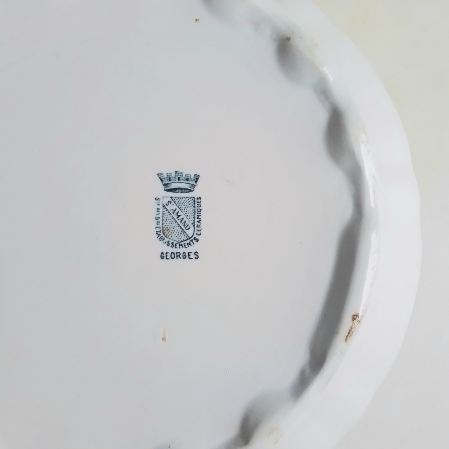 Antique French Saint-Amand "Georges" Blue Transferware Serving Bowl