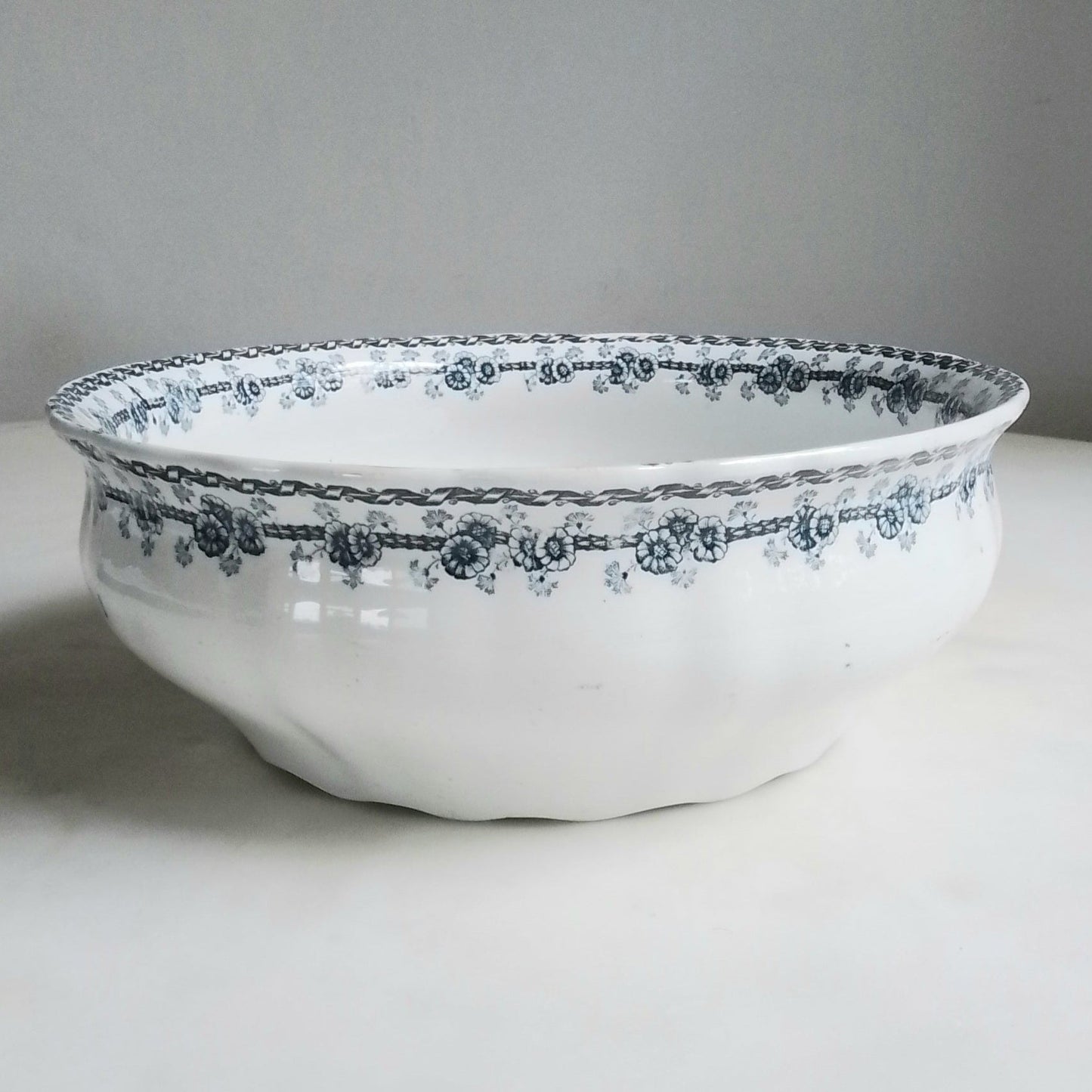 Antique French Saint-Amand "Georges" Blue Transferware Serving Bowl