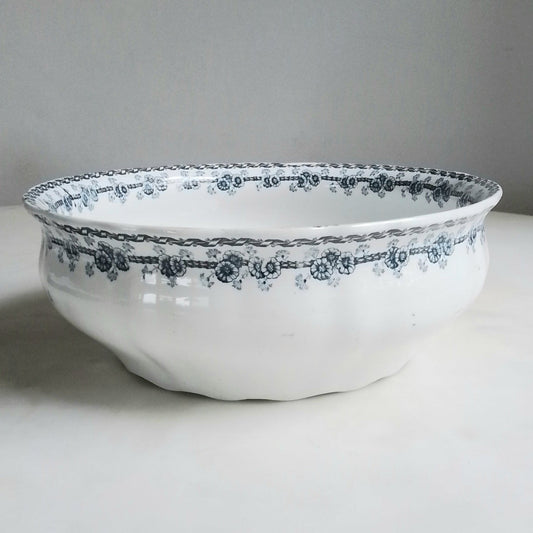 Antique French Saint-Amand "Georges" Blue Transferware Serving Bowl