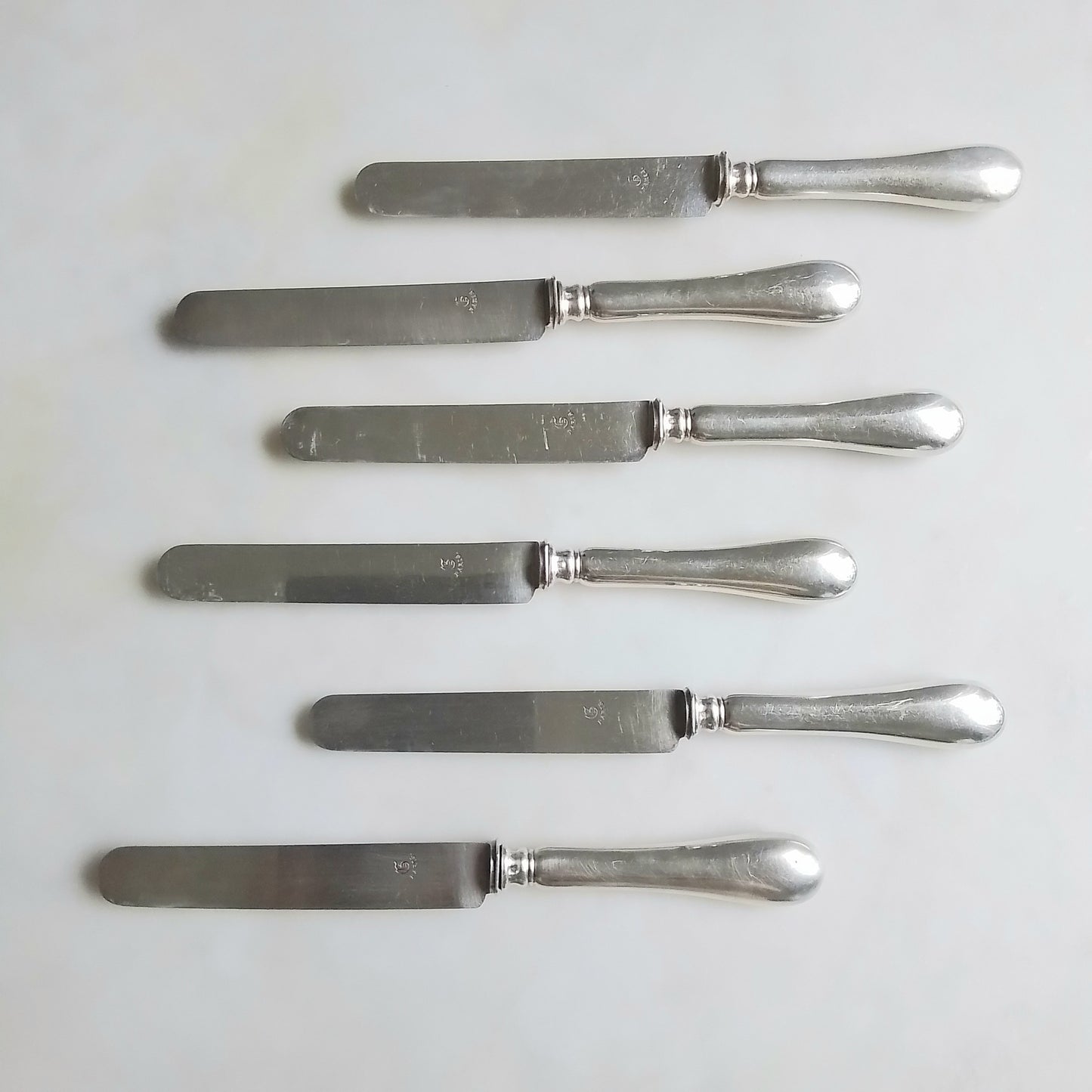 Set of 12 Vintage French Silver-Plated Dinner Knives