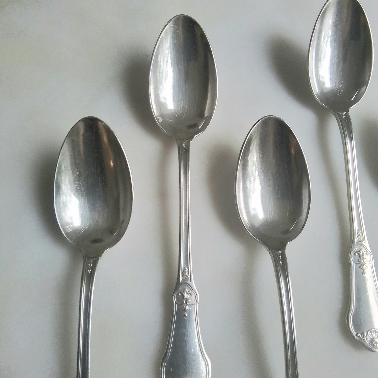 Set of 4 Antique French Boulenger Silver-Plated Dessert Spoons