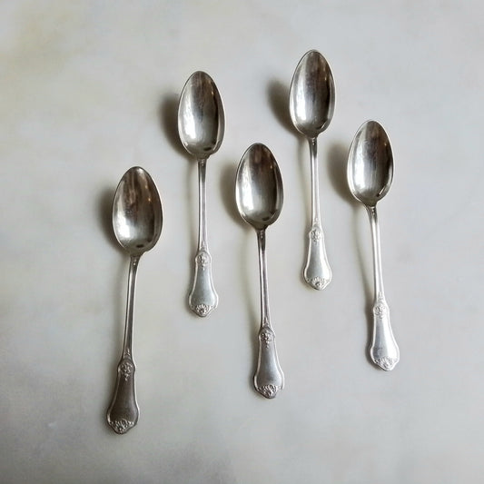 Set of 4 Antique French Boulenger Silver-Plated Dessert Spoons