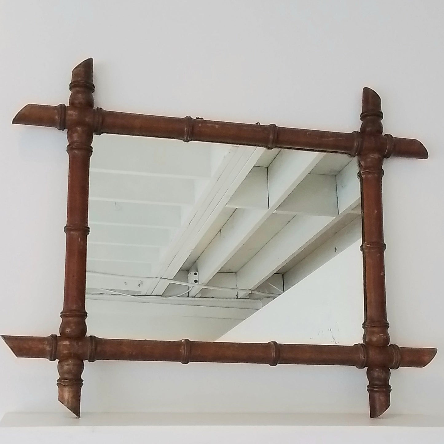 Antique French Faux Bamboo Mirror