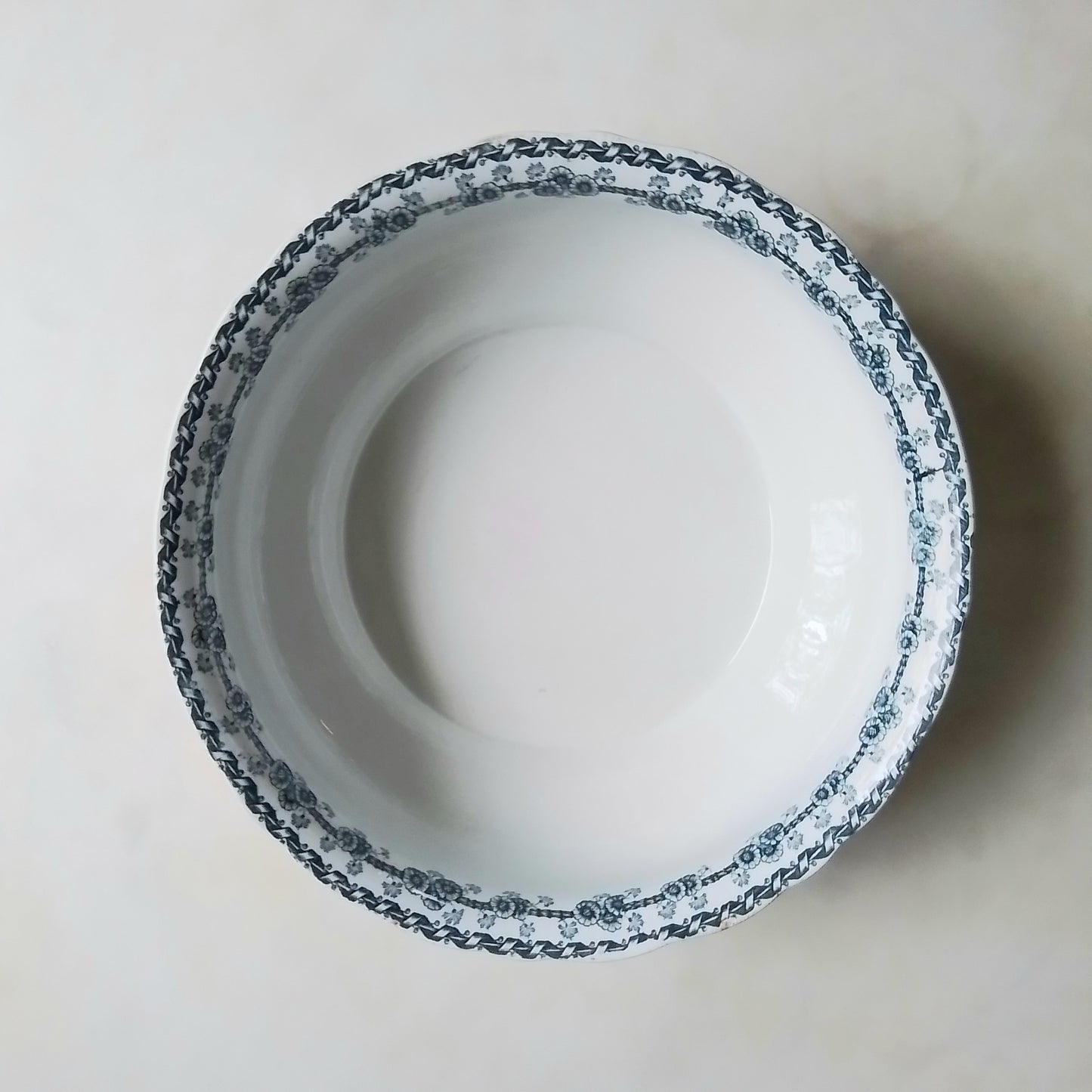 Antique French Saint-Amand "Georges" Blue Transferware Serving Bowl