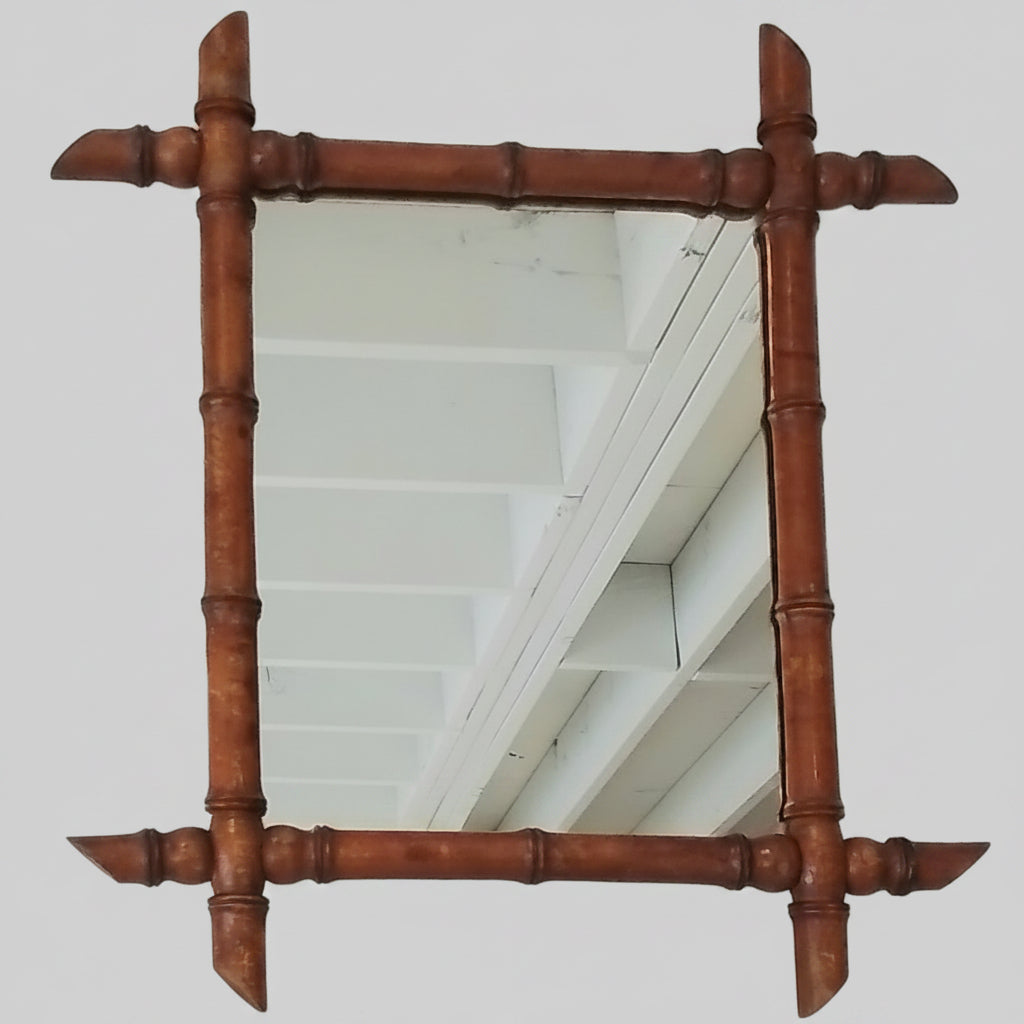 Antique French Faux Bamboo Mirror