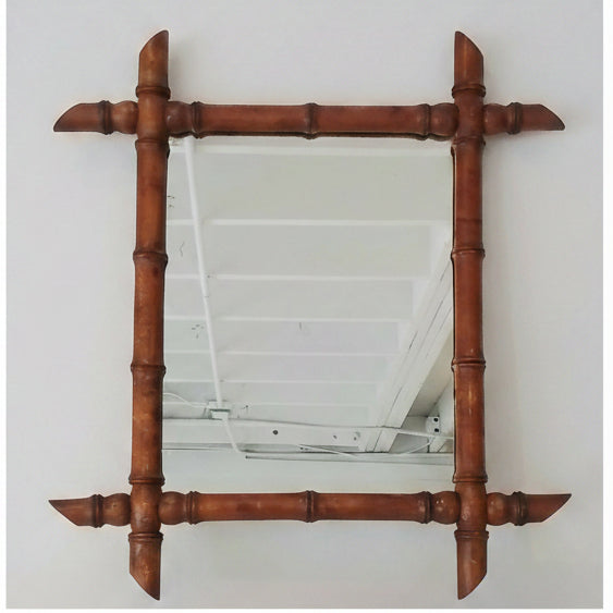 Antique French Faux Bamboo Mirror