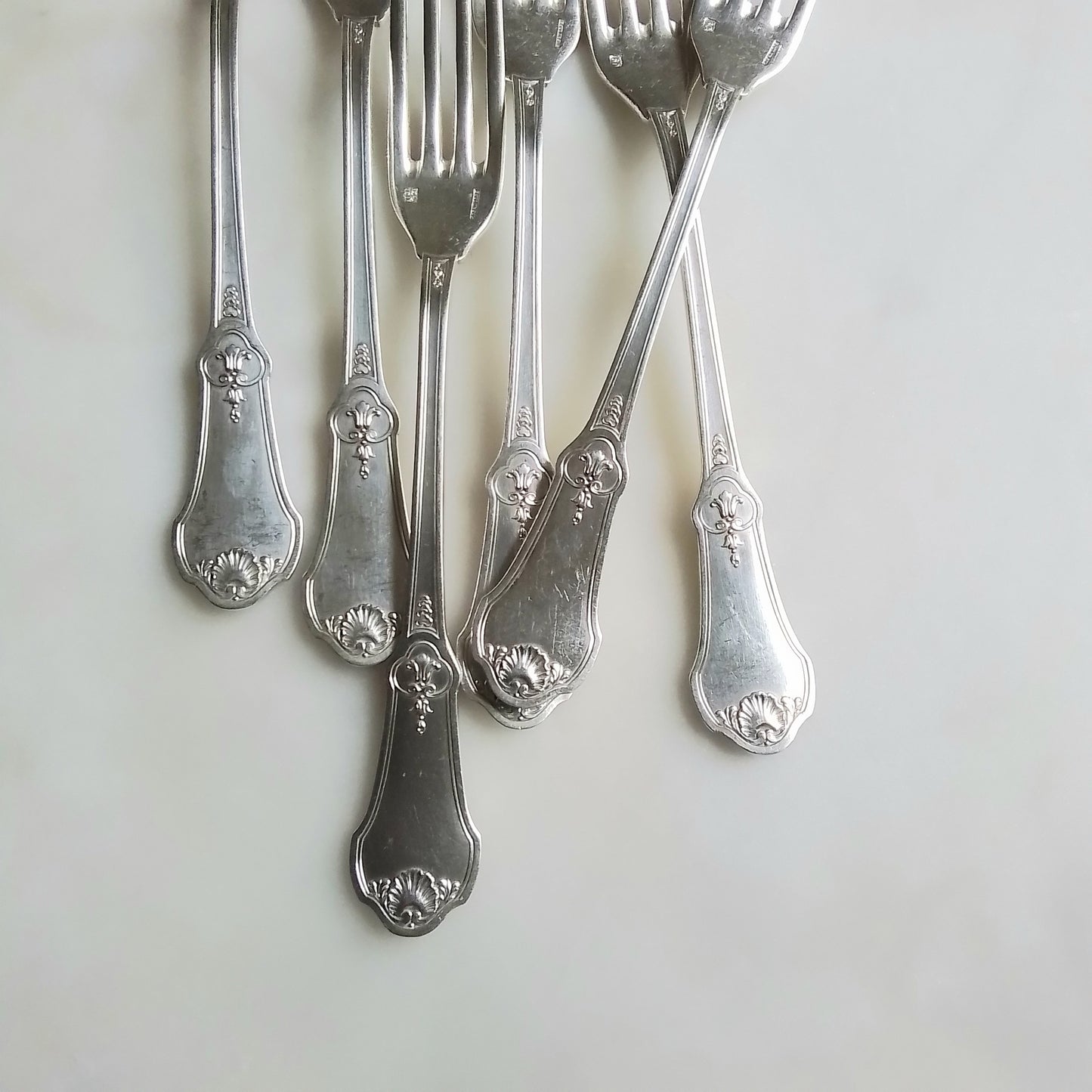 Set of 12 Antique French Boulanger Silver-Plated Luncheon Forks | Louis XV Style
