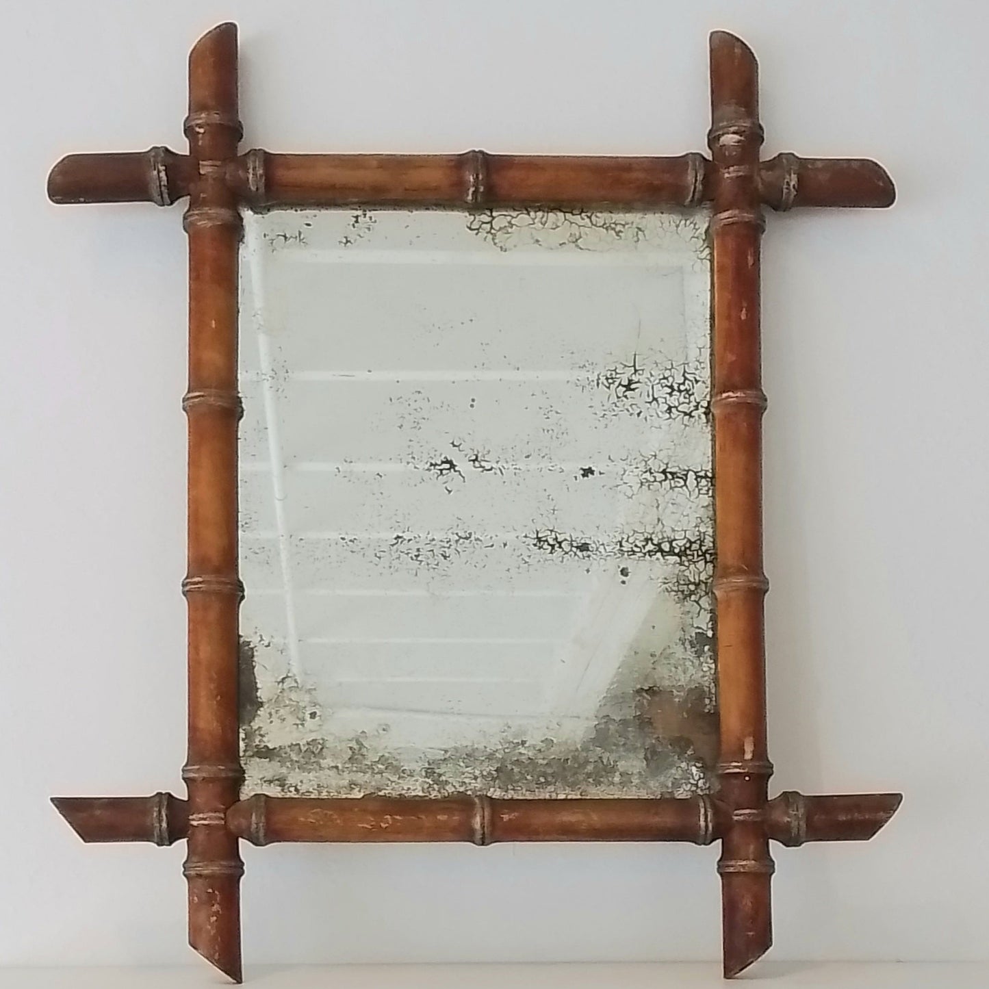 Antique French Faux Bamboo Mirror