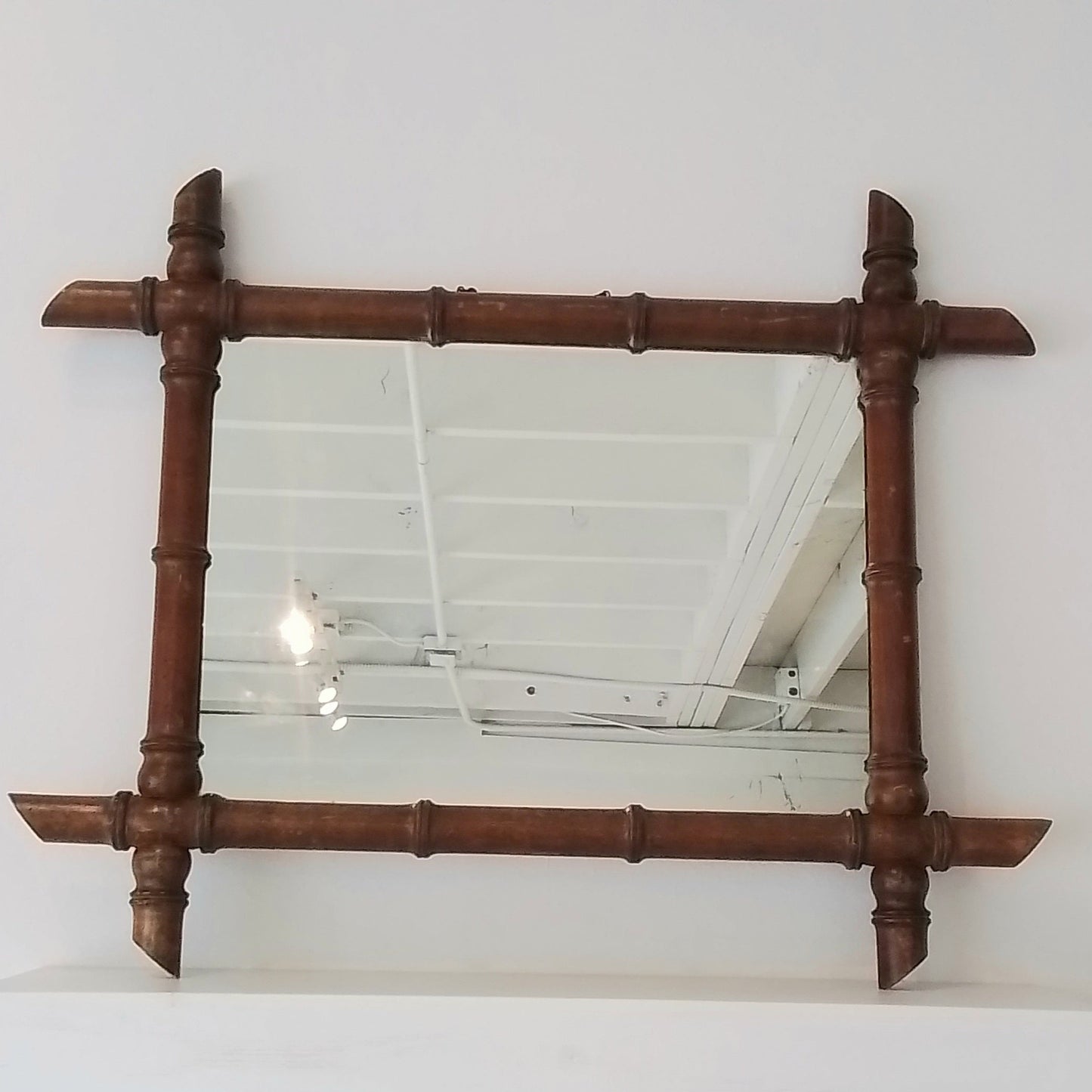 Antique French Faux Bamboo Mirror