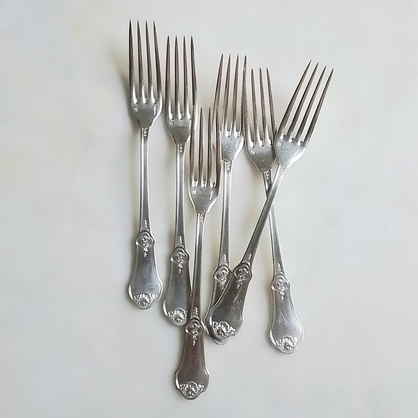Set of 12 Antique French Boulanger Silver-Plated Luncheon Forks | Louis XV Style