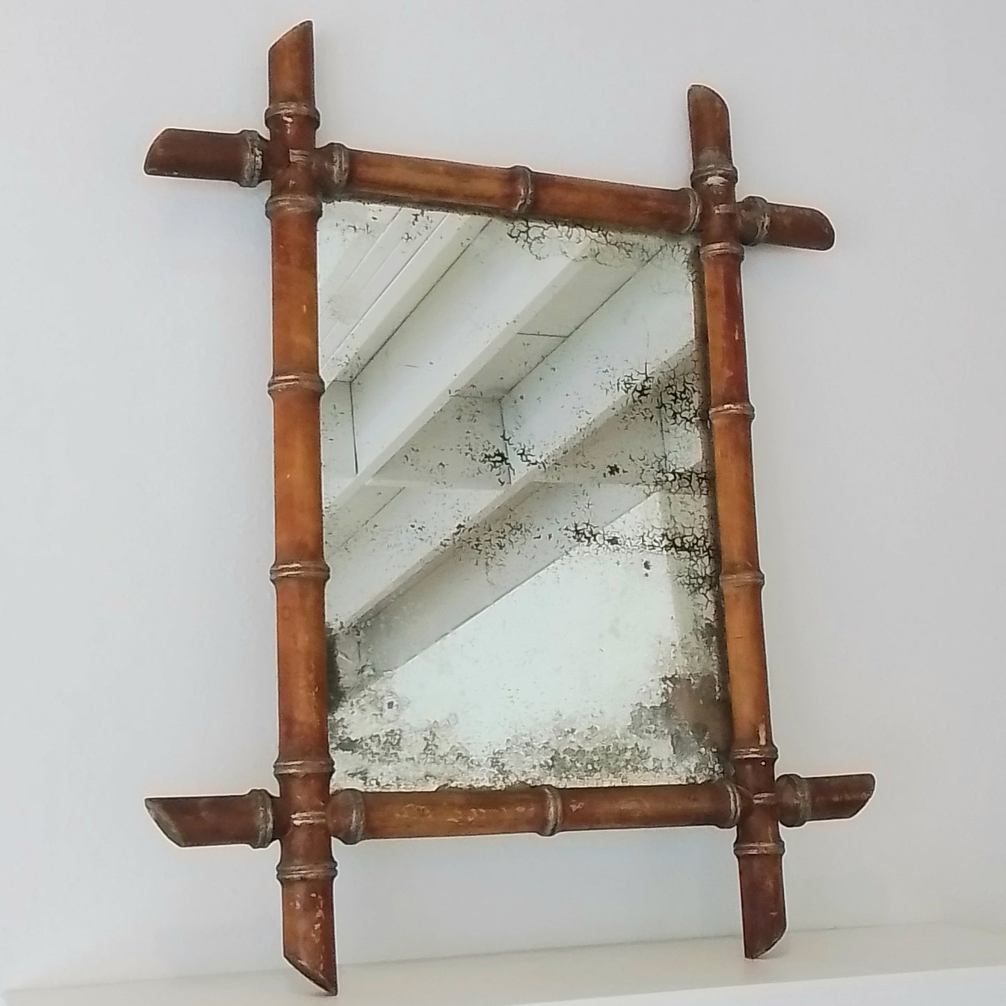 Antique French Faux Bamboo Mirror